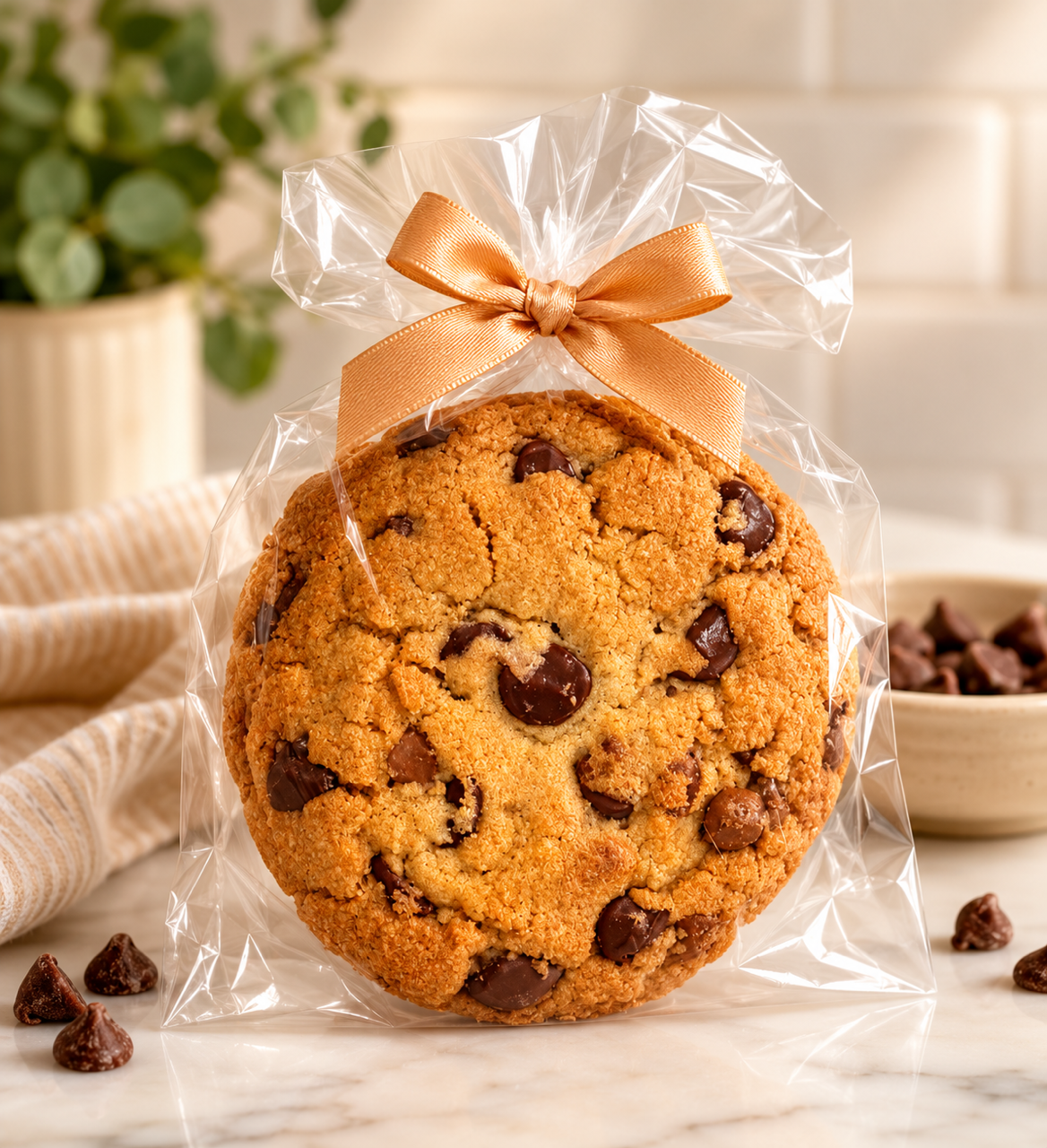 Freshly baked New York-style cookies with a crisp golden edge, a soft chewy centre & plenty of chocolate chips!.