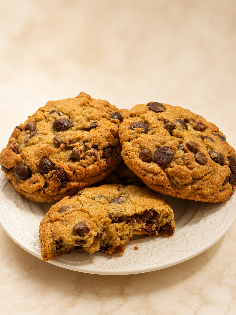 Freshly baked New York-style cookies with a crisp golden edge, a soft chewy centre & plenty of chocolate chips!.